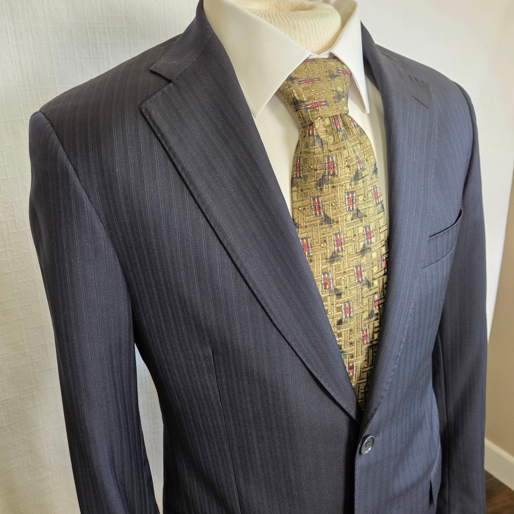Brooks Brothers 1818 Regent Navy Wool Pinstripe Blazer Jacket Men's 39R